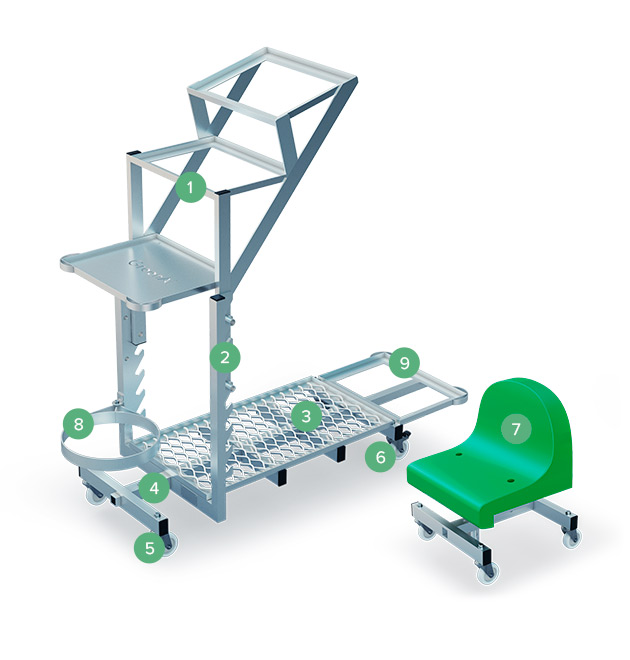 Trolley-platform for picking mushrooms детализация узлов - GreenAl Mushroom