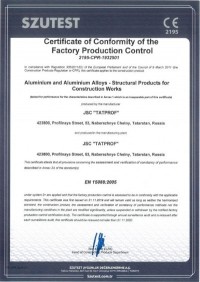 Certificate of Conformity of the Factory Production Control CE 2195